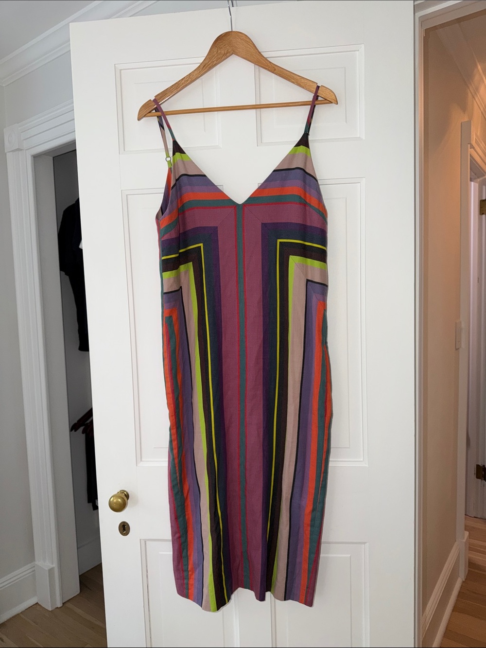 Mara Hoffman Strapless Multi-Stripe Slip Dress in Purple, Green, Orange